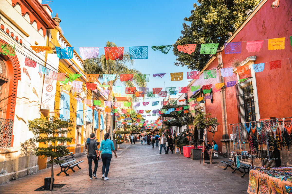 People walking on a street in Mexico