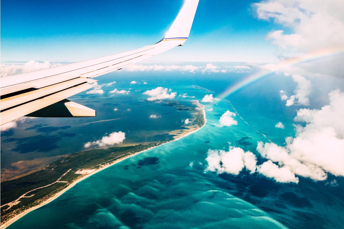 Plane flying over Hawaii