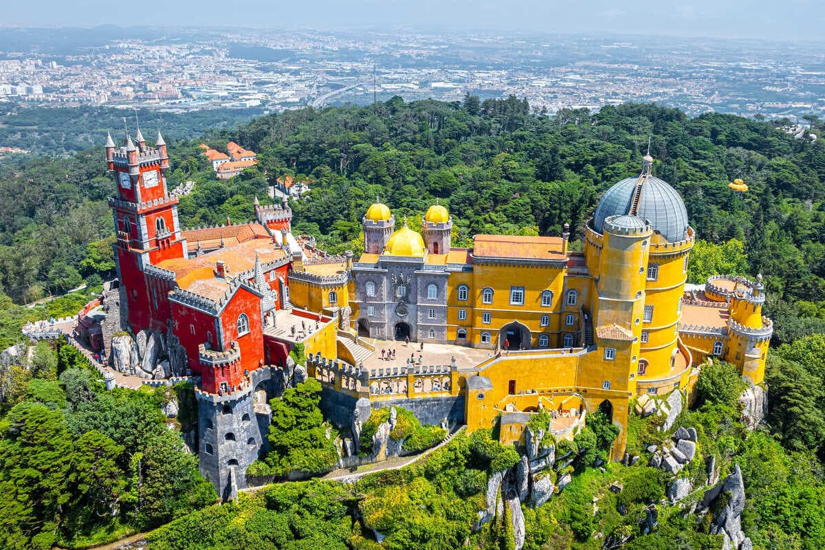 Aerial View Of Pena Palace In Portugal